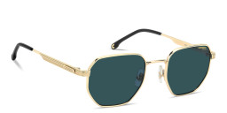 Shop Carrera Engraved Logo Irregular Sunglasses in Gold online.