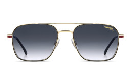 Shop Carrera Engraved Logo Square Sunglasses in Gold Striped Red online.
