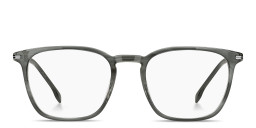 Shop Hugo Boss Engraved Logo Square Eyeglasses in Striped Grey online.