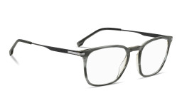 Shop Hugo Boss Engraved Logo Square Eyeglasses in Striped Grey online.