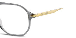 Shop Hugo Boss Engraved Logo Wide Aviator Eyeglasses in Transparent Grey online.