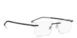 Shop Hugo Boss Logo Signature Wide Rimless Rectangle Eyeglasses in Matte Black online.