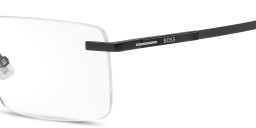 Shop Hugo Boss Logo Signature Wide Rimless Rectangle Eyeglasses in Matte Black online.