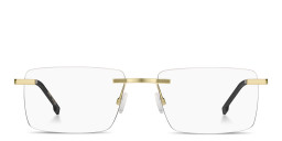 Shop Hugo Boss Logo Signature Wide Rimless Rectangle Eyeglasses in Matte Gold online.