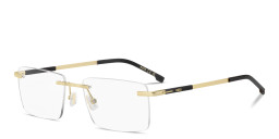 Shop Hugo Boss Logo Signature Wide Rimless Rectangle Eyeglasses in Matte Gold online.
