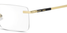 Shop Hugo Boss Logo Signature Wide Rimless Rectangle Eyeglasses in Matte Gold online.