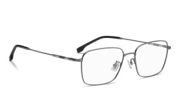 Shop Hugo Boss Engraved Logo Wide Rectangle Eyeglasses in Dark Ruthenium online.