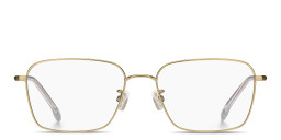 Shop Hugo Boss Engraved Logo Wide Rectangle Eyeglasses in Matte Gold online.