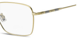 Shop Hugo Boss Engraved Logo Wide Rectangle Eyeglasses in Matte Gold online.