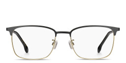 Shop Hugo Boss Logo Signature Rectangle Eyeglasses in Gold Black online.