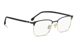 Shop Hugo Boss Logo Signature Rectangle Eyeglasses in Gold Black online.