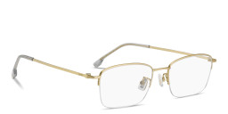 Shop Hugo Boss Engraved Logo Half-Rim Rectangle Eyeglasses in Matte Gold online.