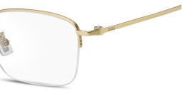 Shop Hugo Boss Engraved Logo Half-Rim Rectangle Eyeglasses in Matte Gold online.