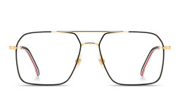 Shop Carrera Engraved Logo Wide Aviator Eyeglasses in Gold Black online.