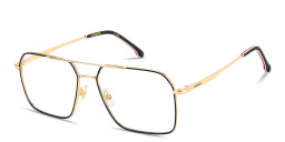 Shop Carrera Engraved Logo Wide Aviator Eyeglasses in Gold Black online.