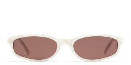 Shop TRICE Gala Irregular Sunglasses in Beige/Dark Brown online.