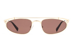 Shop TRICE Nori Irregular Sunglasses in Gold online.