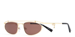 Shop TRICE Nori Irregular Sunglasses in Gold online.
