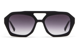 Shop TRICE Malaka Irregular Sunglasses in Black/Grey online.