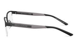 Shop Armani Exchange Logo Lettering Wide Half-Rim Rectangle Eyeglasses in Matte Black online.