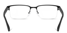 Shop Armani Exchange Logo Lettering Wide Half-Rim Rectangle Eyeglasses in Matte Black online.