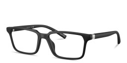 Shop Armani Exchange A|X Logo Rectangle Eyeglasses in Matte Black online.