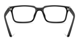 Shop Armani Exchange A|X Logo Rectangle Eyeglasses in Matte Black online.