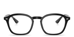 Shop Ray-Ban Embossed Logo Unisex Square Eyeglasses in Black online.
