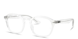 Shop Ray-Ban Embossed Logo Unisex Square Eyeglasses in Transparent online.