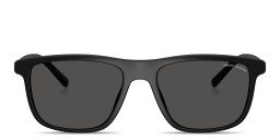 Shop Armani Exchange A|X Logo Pillow Sunglasses in Matte Black online.