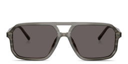 Shop Dolce & Gabbana Logo Signature Unisex Pilot Sunglasses in Grey On Striped Grey online.
