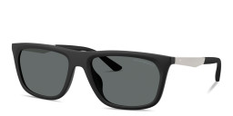 Shop Emporio Armani Eagle Logo Pillow Sunglasses in Black online.