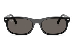 Shop Ray-Ban Embossed Logo Unisex Rectangle Sunglasses in Black online.