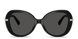 Shop Swarovski Crystal-Embellished Oversized Butterfly Sunglasses in Black online.