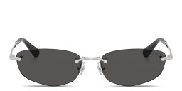 Shop Swarovski Crystal Rimless Irregular Sunglasses in Silver online.
