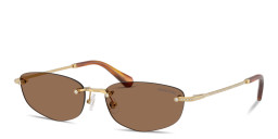 Shop Swarovski Crystal Rimless Irregular Sunglasses in Gold online.
