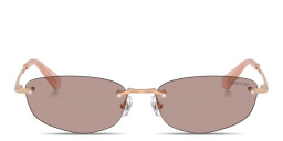 Shop Swarovski Crystal Rimless Irregular Sunglasses in Rose Gold/Light Purple Brown online.