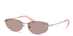 Shop Swarovski Crystal Rimless Irregular Sunglasses in Rose Gold online.