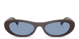 Shop Vogue Eyewear Logo Lettering Oval Sunglasses in Moka online.