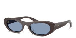 Shop Vogue Eyewear Logo Lettering Oval Sunglasses in Moka online.