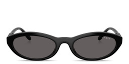Shop Vogue Eyewear Logo Print Oval Sunglasses in Black online.