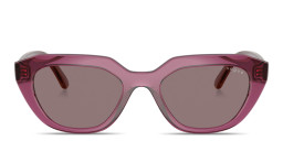Shop Vogue Eyewear Logo Lettering Irregular Sunglasses in Transparent Purple online.