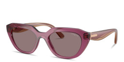 Shop Vogue Eyewear Logo Lettering Irregular Sunglasses in Transparent Purple online.