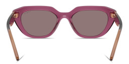 Shop Vogue Eyewear Logo Lettering Irregular Sunglasses in Transparent Purple online.