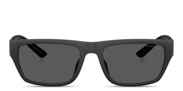 Shop Emporio Armani Embossed Logo Pillow Sunglasses in Rubber Matte Black online.