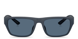 Shop Emporio Armani Embossed Logo Pillow Sunglasses in Rubber Matte Blue online.