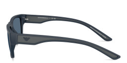 Shop Emporio Armani Embossed Logo Pillow Sunglasses in Rubber Matte Blue online.