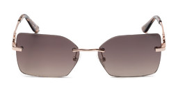 Shop Guess Crystal G Logo Rimless Square Sunglasses in Rose Gold online.
