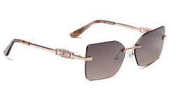 Shop Guess Crystal G Logo Rimless Square Sunglasses in Rose Gold online.