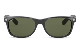 Shop Ray-Ban New Wayfarer Square Sunglasses in Polished Black/Green online.